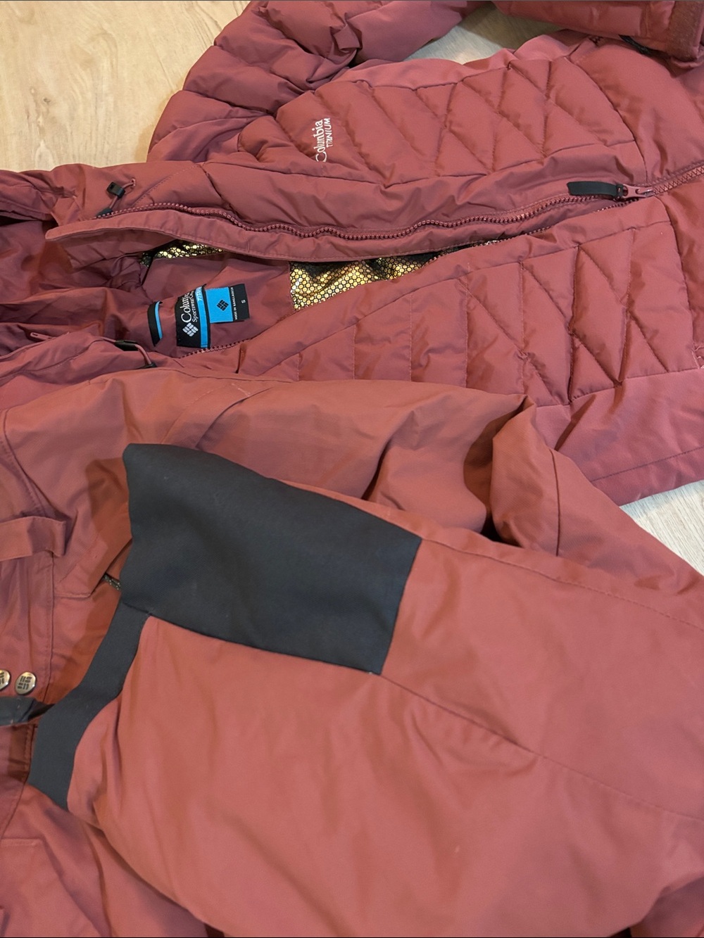 Columbia Heatzone TurboDown 1000 hooded jacket TITANIUM PANTS TOO OMNI HEAT S - Picture 14 of 16